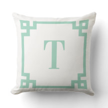 Ljus turkos grekisk nyckel kant monogram