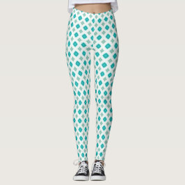 Ljus turkos och vit ogee geometrisk leggings