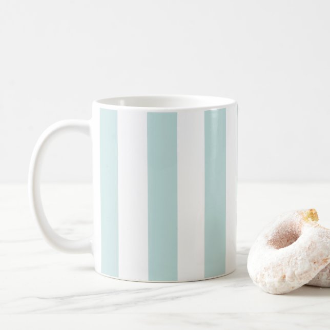 Ljus turkos och vita vertikala ränder kaffemugg (Med munk)