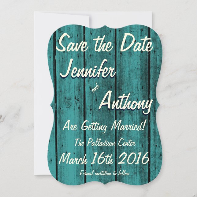 Ljus turkos Rustic Save the Date No. 2 br Inbjudningar (Framsida)
