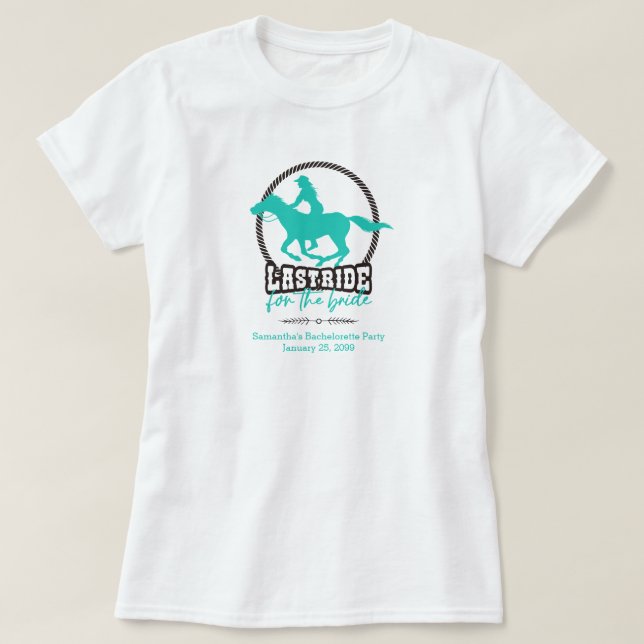 Ljus Turkos Sista Ritten För Bruden T-Shirt (Design framsida)
