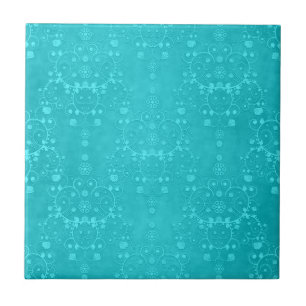 Ljus turkos teal aqua damaskmönster kakelplatta
