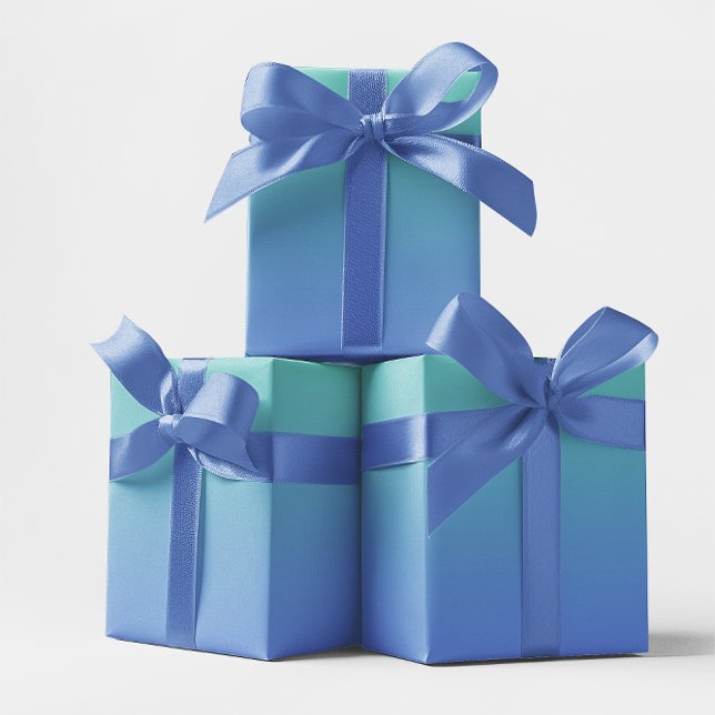 Ljus turkos till blåklint blå ombré presentpapper (Light Teal to Cornflower Blue Ombre Wrapping Paper)