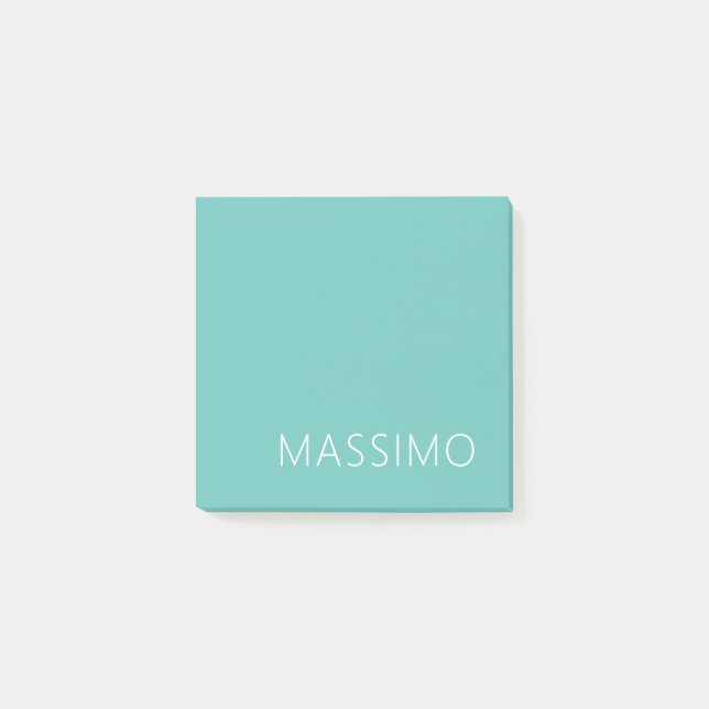 Ljus Turkos Trendig Modern Minimalistisk Chic Namn Post-it Block (Framsida)
