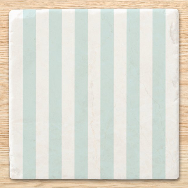Ljus turkosa vertikala ränder stenunderlägg (White and Pale Teal Vertical Stripes Stone Coaster)