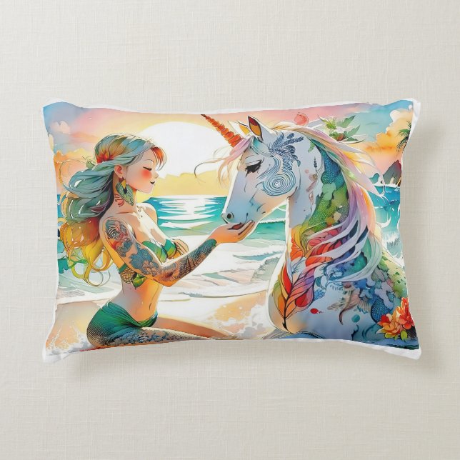 Ljus Unicorn Design Pillow Prydnadskudde (Framsidan)
