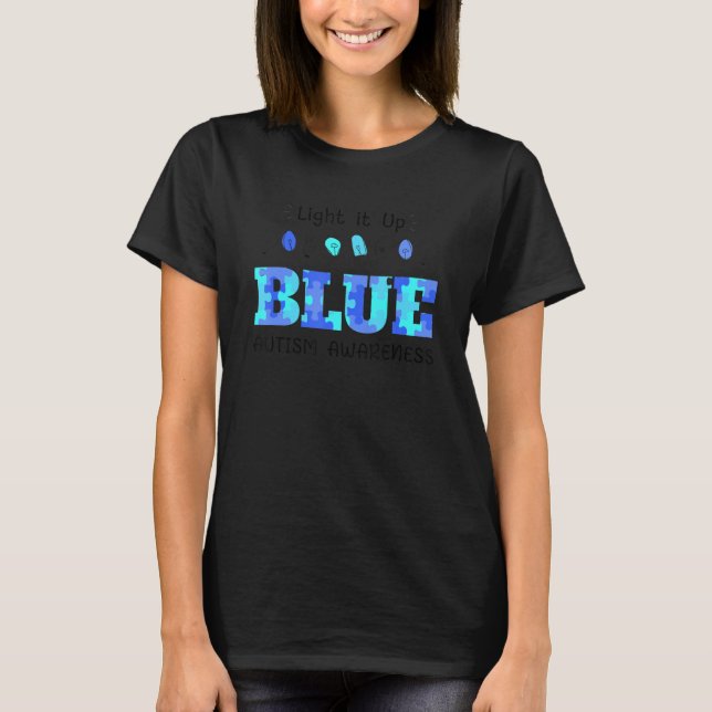 Ljus upp blå Autism Autism Awareness Autistic T Shirt (Framsida)