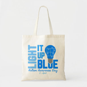 Ljus upp Blått Autism Awareness Shirt, Autism Aw Tygkasse