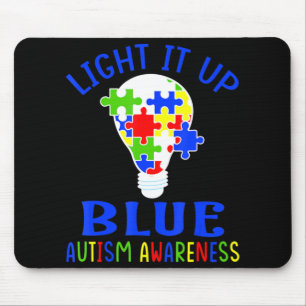 Ljus upp blått autismmedvetande Autistic Puzzle Musmatta