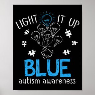 Ljus upp blått autismmedvetande Autistic Puzzle Poster