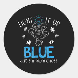 Ljus upp blått autismmedvetande Autistic Puzzle Runt Klistermärke
