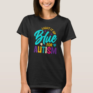 Ljus upp blått för autism t shirt