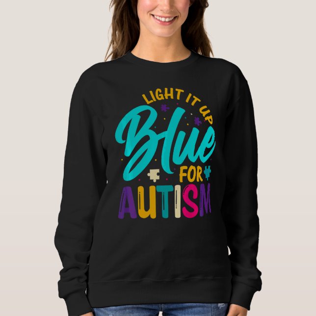 Ljus upp blått för autism t shirt (Framsida)