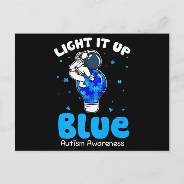 Ljus upp Blått lustigt puzzle Biet Autism Awarene Vykort (Framsida)