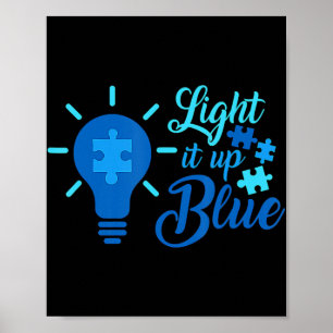 Ljus upp blått medvetandegörande Ribbon Puzzle Pi Poster