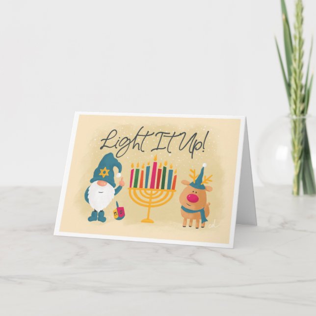 Ljus upp Hanukkah-kortet Kort (Framsida)