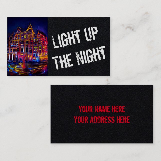 Ljus upp Natt 2 - levande Färg-Affärskortet Visitkort (Fram/baksida)