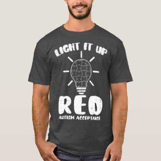 Ljus upp Red Redi stället Puzzle Biet Autism T Shirt