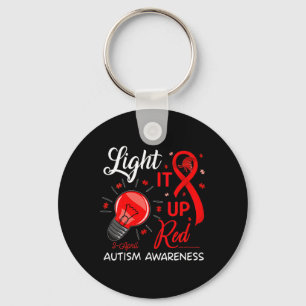 Ljus upp Röd autism Medvetenhet Ribbon Puzzle Paj Nyckelring
