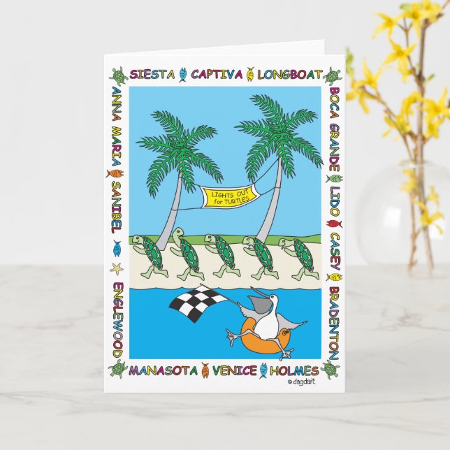 Ljus ut för sköldpaddor - Tomt kort (Gul blomma)