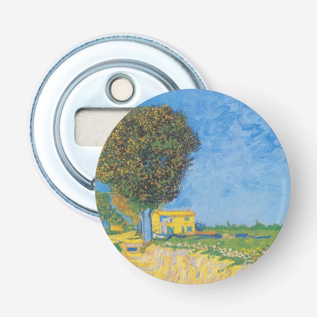 Ljus väg och gult hus av Van Gogh Flasköppnare (Framsidan)
