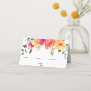 Ljus vår sommar blommande rosa orange blommor placeringskort