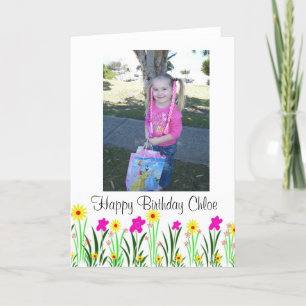 Ljus vårblommor anpassad Chloe födelsedagspresent Kort