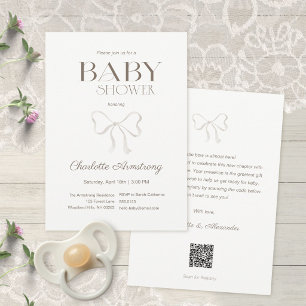 Ljus varm kräm akvarell baby shower slinga inbjudningar