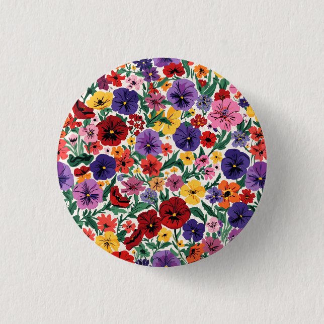 Ljus vårstonbräck blomsterträdgårdsmönster knapp (Framsida)