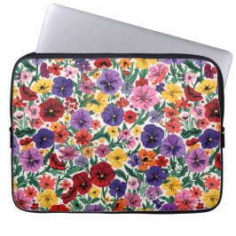 Ljus vårstonbräck blomsterträdgårdsmönster laptop fodral