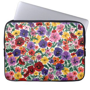Ljus vårstonbräck blomsterträdgårdsmönster laptop fodral