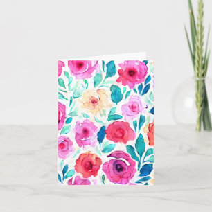 Ljus vattenfärg blommor anpassningsbara kort