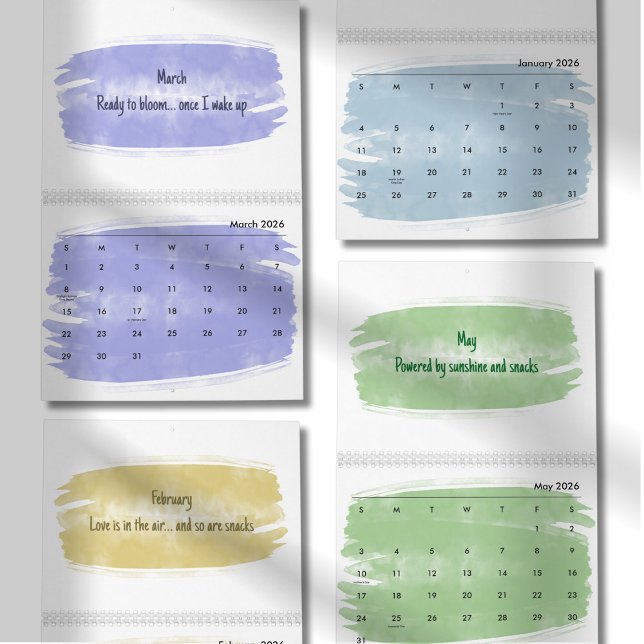 Ljus Vattenfärgspensel Citat Kalender 2026 (Skapare uppladdad)