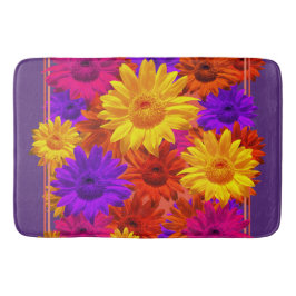 Ljus vibrant och färgstark solrosflickhippie badrumsmatta