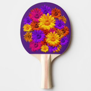 Ljus vibrant och färgstark solrosflickhippie pingisracket