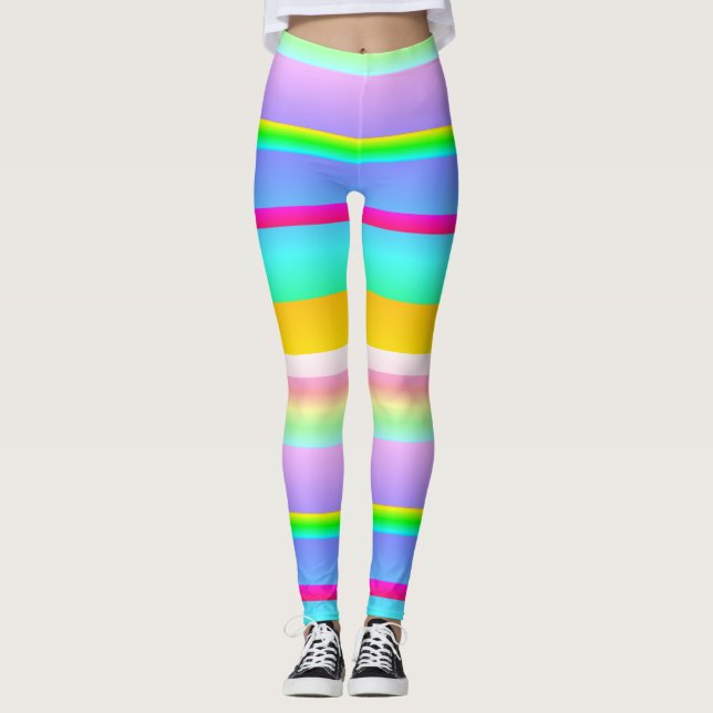 Ljus vibrationsstrimmig leggings (Framsida)