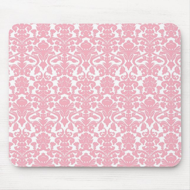 Ljus vintageblommigt - rosa damastast Mousepad Musmatta (Framsidan)