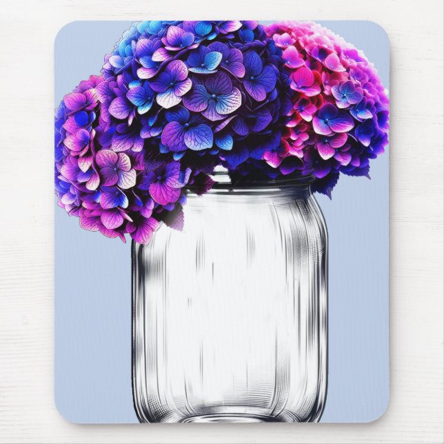 Ljus violett blå rosa Hydrangea blomster Musmatta (Framsidan)