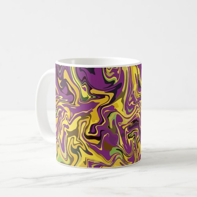 Ljus Virveldesign med gula och lila nyanser Kaffemugg (Framsida vänster)