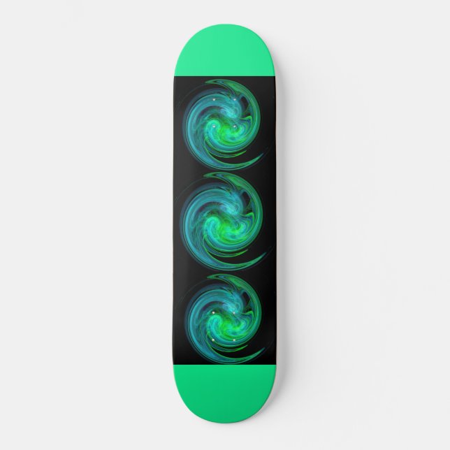 LJUS VORTEX,svart blå grönt Skateboard Bräda 19,5 Cm (Framsida)