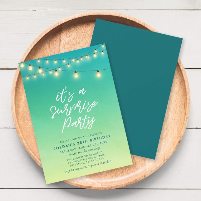 Ljus Watercolor Sea Glass Surprise Party Inbjudningar (Skapare uppladdad)