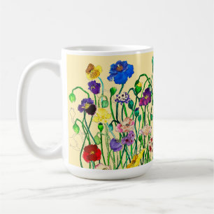 Ljus Whimsical Vild Vallmo & Smörgul Kaffemugg