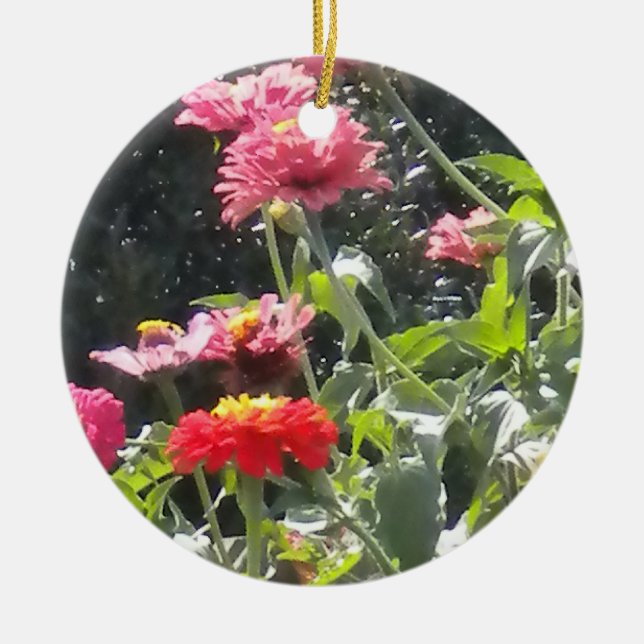 Ljus Zinniasprydnad Julgransprydnad Keramik (Framsidan)