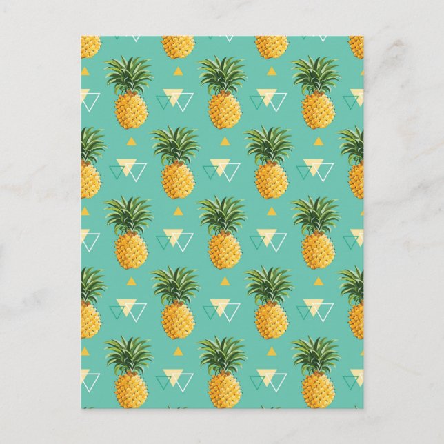 Ljusa ananas på Geometric Mönster Vykort (Framsida)