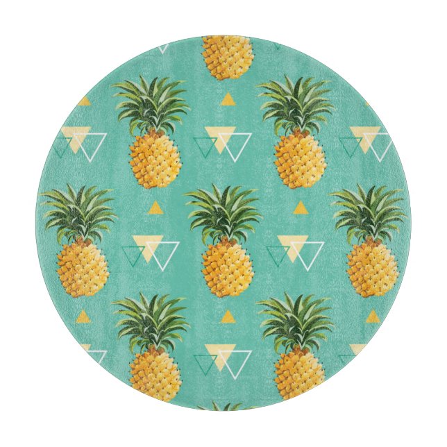 Ljusa ananas på geometriskt mönster (Framsidan)