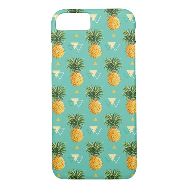 Ljusa ananas på geometriskt mönster Case-Mate iPhone skal (Baksida)