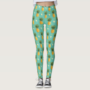 Ljusa ananas på geometriskt mönster leggings