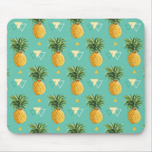 Ljusa ananas på geometriskt mönster musmatta