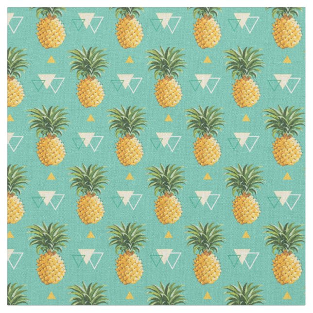 Ljusa ananas på geometriskt mönster tyg (Närbild)