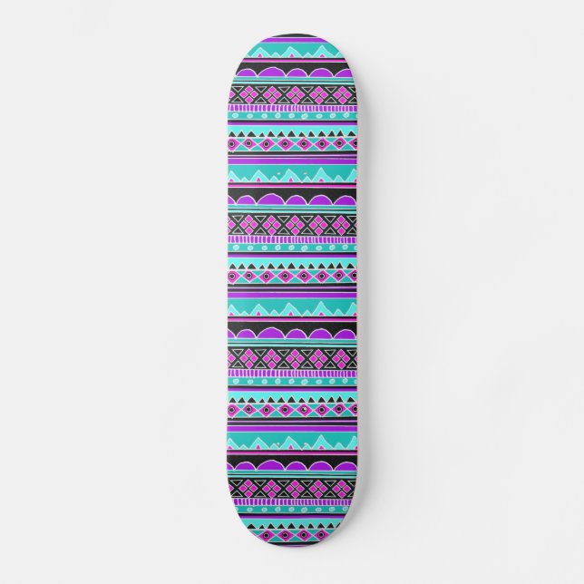 Ljusa blått och purpurfärgat stam- mönster skateboard bräda 21,5 cm (Framsida)